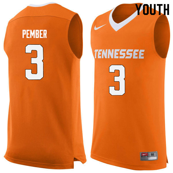 Youth #3 Drew Pember Tennessee Volunteers College Basketball Jerseys Sale-Orange